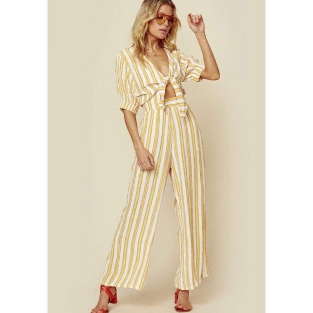 Faithfull the Brand Azure Sun Striped Matese Jumpsuit Size 6 Medium